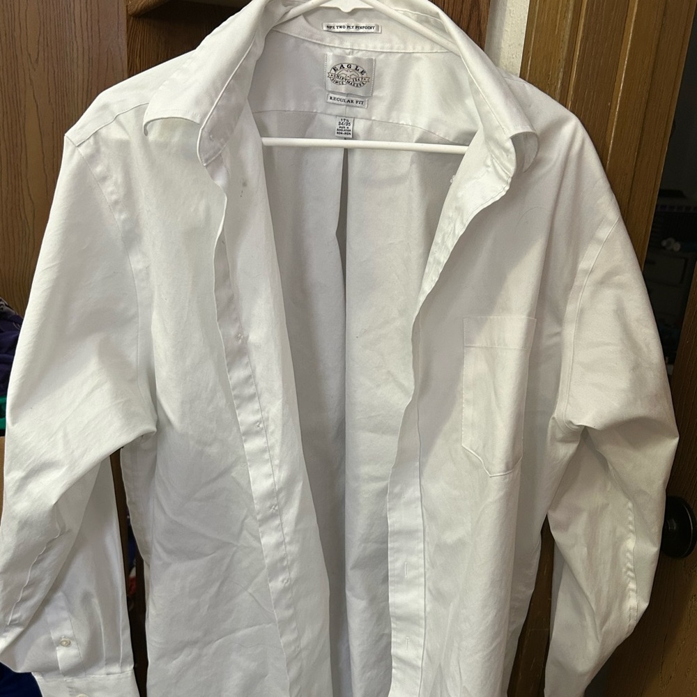 Men’s Eagle Dress Shirt. Regular Fit. 80s two ply pinpoint. White.